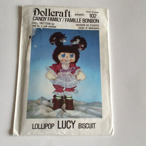 Dollcraft Pattern # 102 Vintage 1982 Candy Family Lollipop Lucy Biscuit Rag Doll